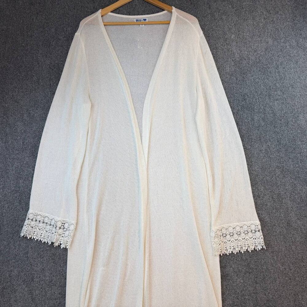 Blu Heart White Sheer Lounge Night Cover Up Long Lace Women 3X
